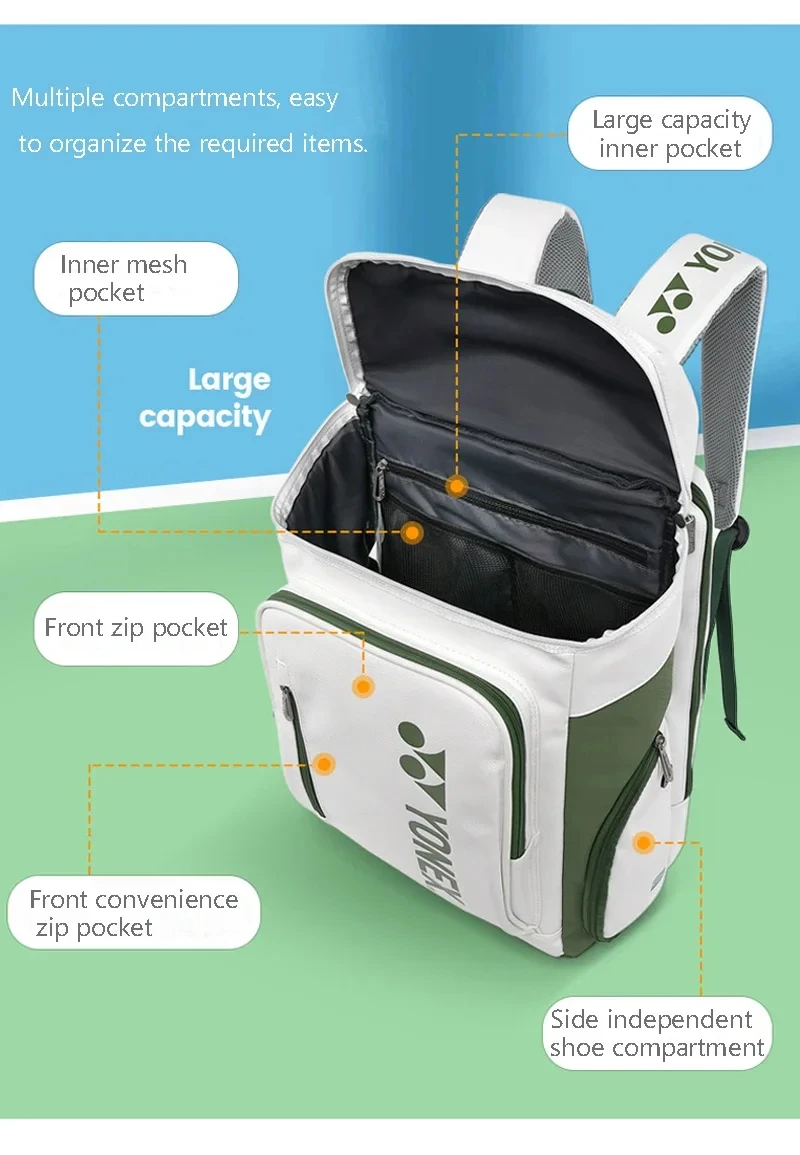 YONEX Professional Badminton Tennis Sports Bag 2-3 Pieces Large-capacity Racket With Shoe Bag Unisex High-quality Racket Bag