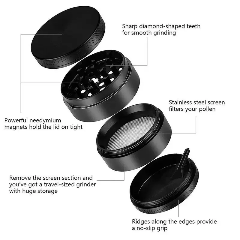 4-Layer Zinc Alloy Herbal Herb Tobacco Grinders for Smoking Metal Tobacco Cutting Pipe Accessories Pipes Herb Mills tobacco grinder