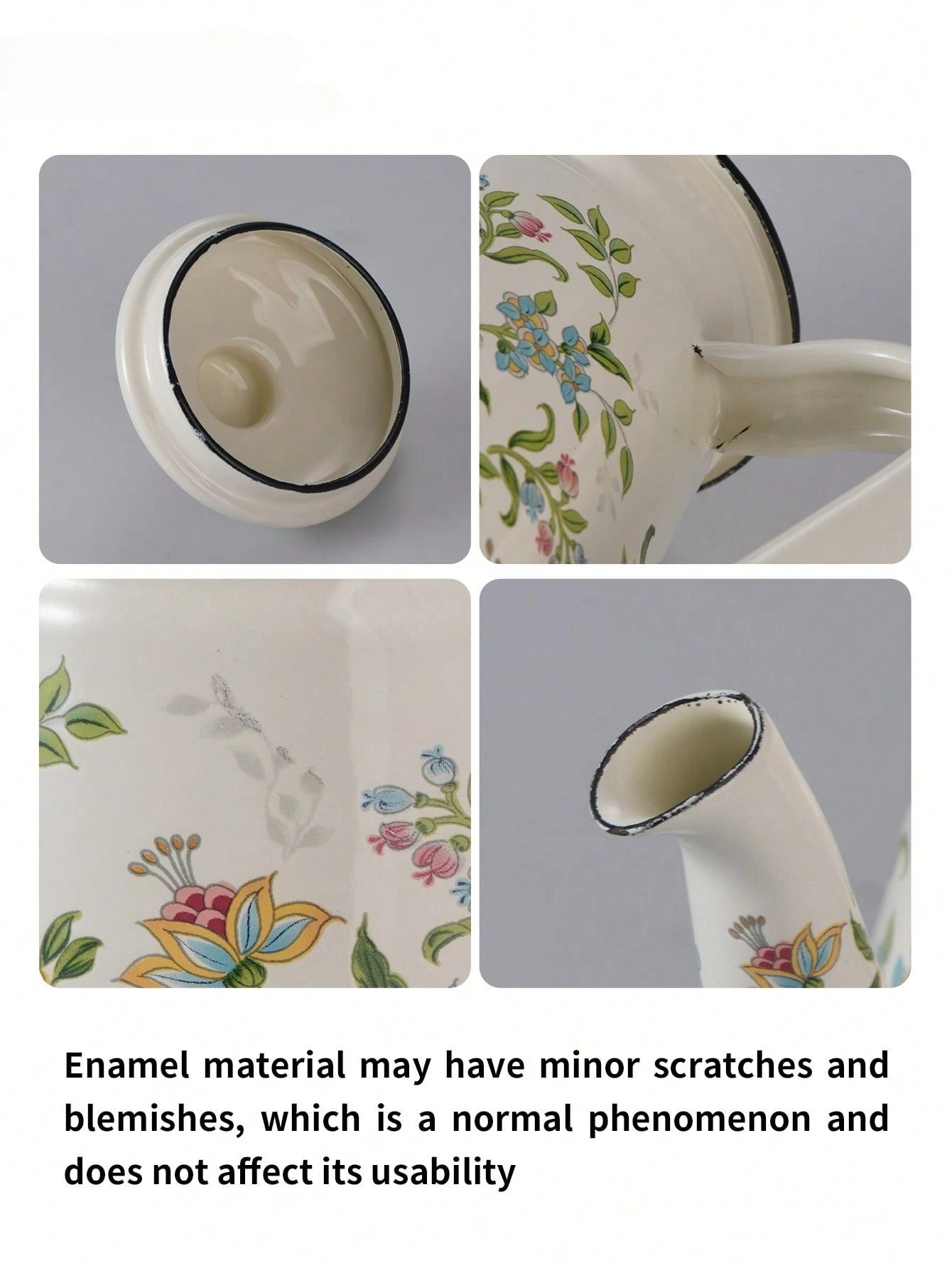 إبريق قهوة عتيق مزين بالزهور بسعة 1.1 لتر، غلاية س...