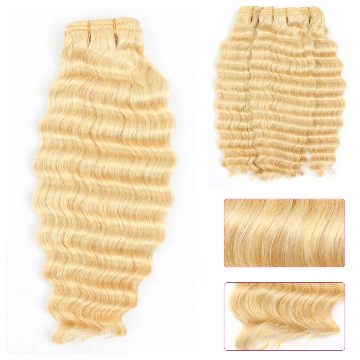 Honey Blonde Deep Wave Curly Bundles Human Hair 613 150% Density Brazilian Raw Remy Hair Extension 26 28 30 32 Inches