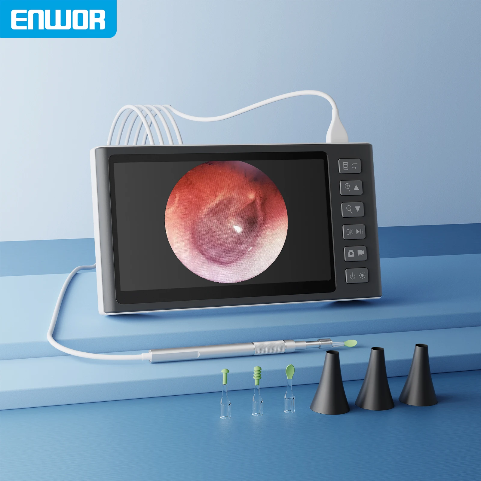 Enwor Ear Cleaner Otoscope 3.9mm Lens Hd1080p 7inch Screen Endoscope