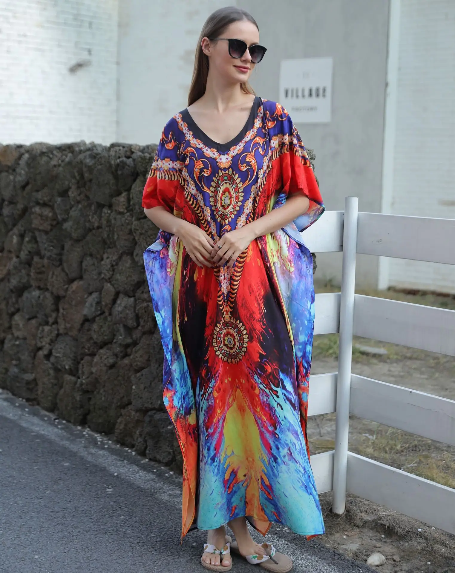 Women's Clothing Colorful Kaftan Dresses for Long Bathing Suit Cover Ups Maxi Beach Cover Ups Caftan Swimwears 3