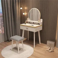 Ensemble de commode de luxe nordique moderne pour chambre à coucher avec tiroir à miroir en bois massif, petit appartement, Design de meubles de maquillage blancs 2