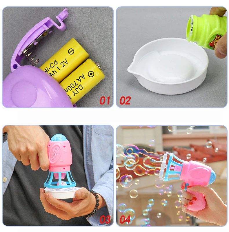 Soap Bubbles Bubble Gun Blowing Machine Automatic Toys Summer Outdoor Party Play Toy For Kids Boys Birthday Children's Day Gifts 5