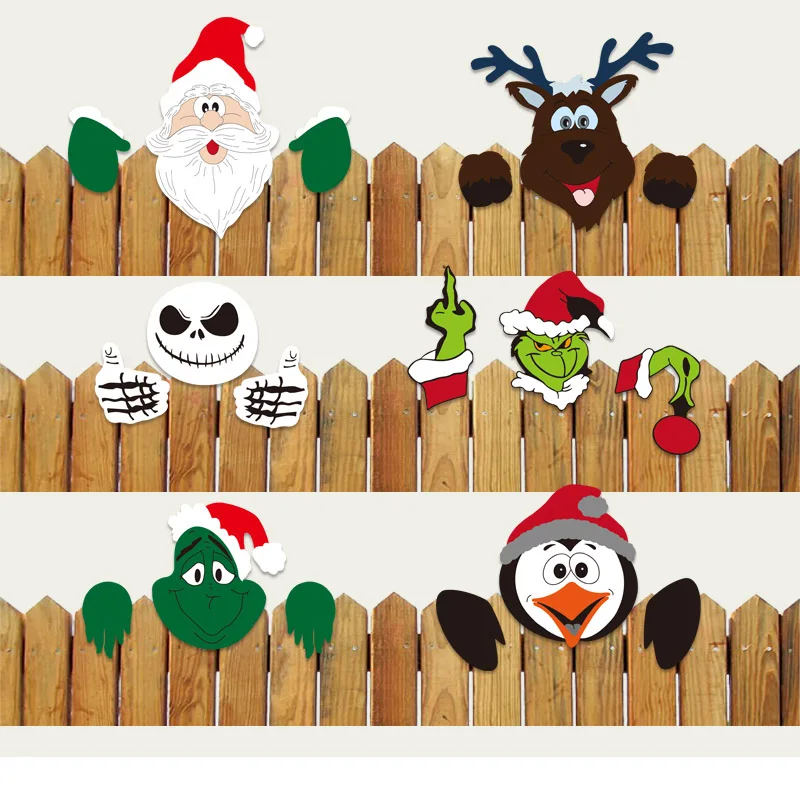 Christmas decoration door frame santa claus elk wooden decor xmas
