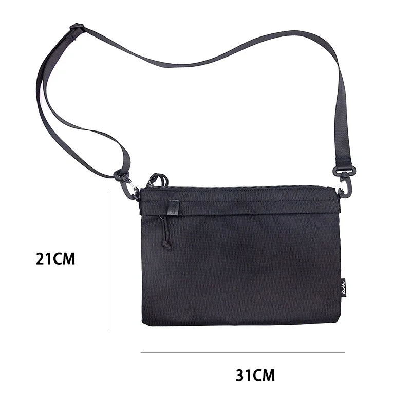 MUNSKT Borsa a tracolla impermeabile, leggera, piccola, con cerniera, tracolla regolabile, per uomini e donne, sport all'aria aperta, viaggi, escursionismo, campeggio, ciclismo, Nero