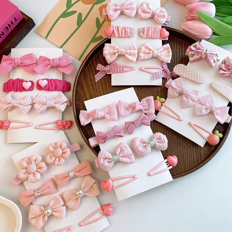 8pcs/set Baby Sweet Cute Pink Hair Clip for Kids Girls Aesthetic Floral Bow Chic Hair Pin for Toddler Lovely Hair Accessories