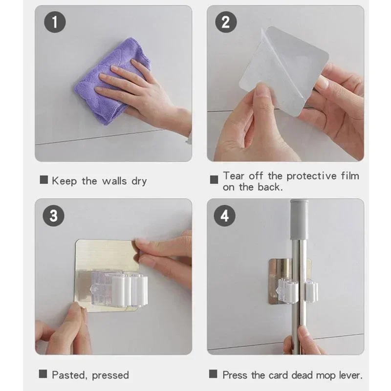 Adhesive Multi-Purpose Hooks 1pc for self adhesive hooks,multifunctional hooks,self adhesive wall hooks,heavy duty hooks,mop & broom holder,mop storage rack