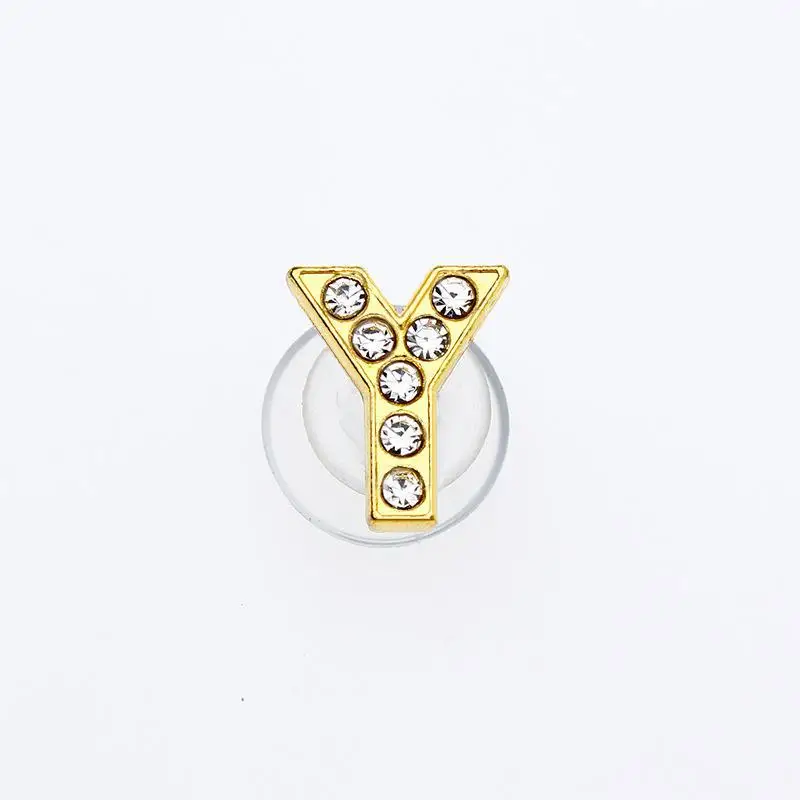 Goldene Buchstaben Kristall Diamant Legierung Charms Zubehör Mode Weiche PVC Schuhe Schnalle Kinder Dekoration Design Großhandel 1 Stücke – Detail 30