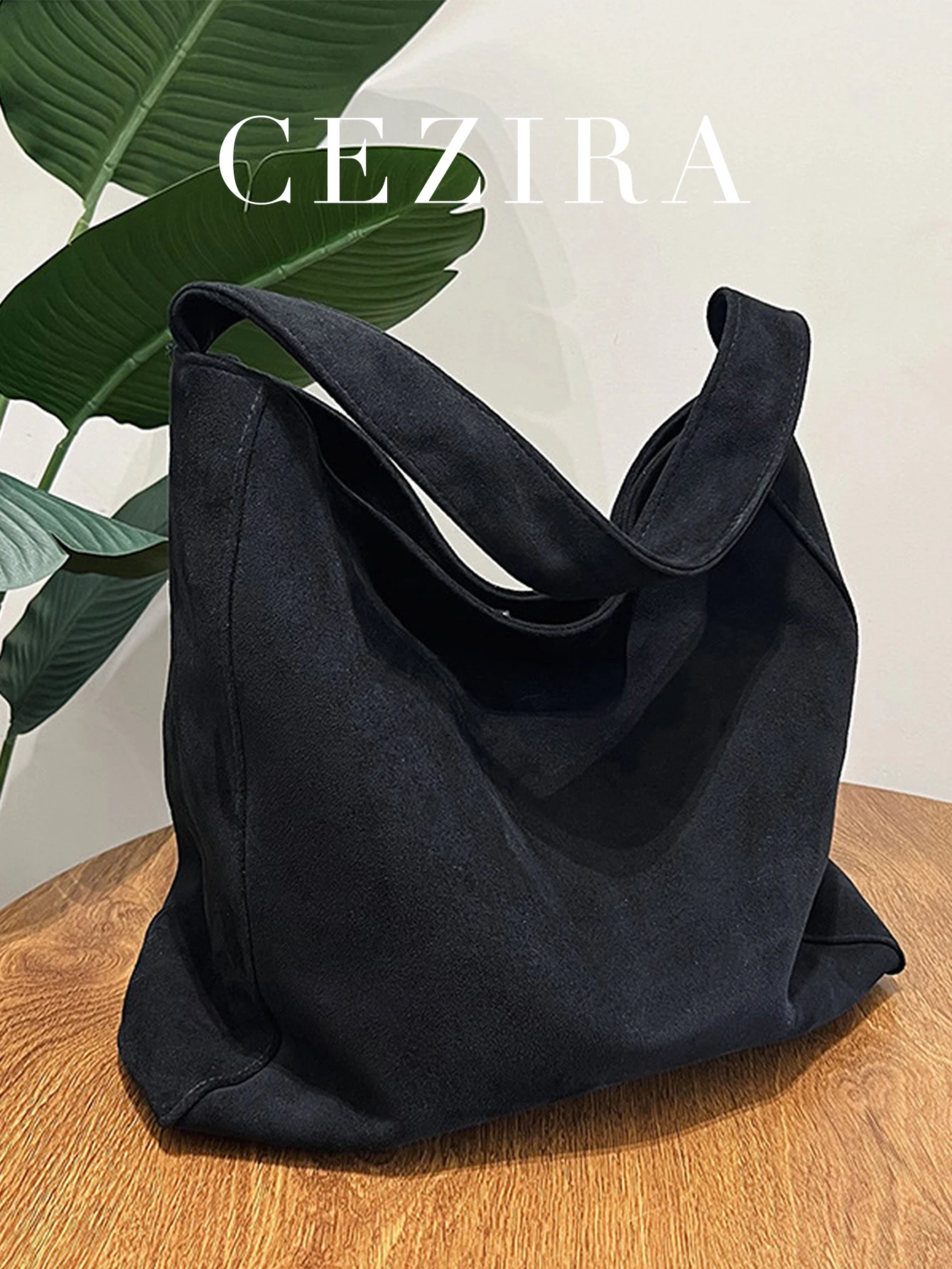 Borsa a tracolla hobo di grande capacità con magnete in morbido tessuto scamosciato sintetico color Maillard casual slouchy per le donne, lo shopping - immagine 6