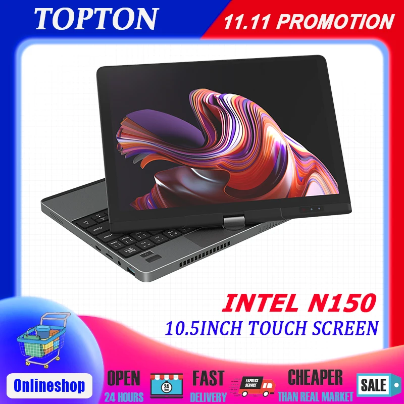 TOPTON L23 Mini Laptop N150 10.5” Touch 2-in-1 YOGA Windows 11