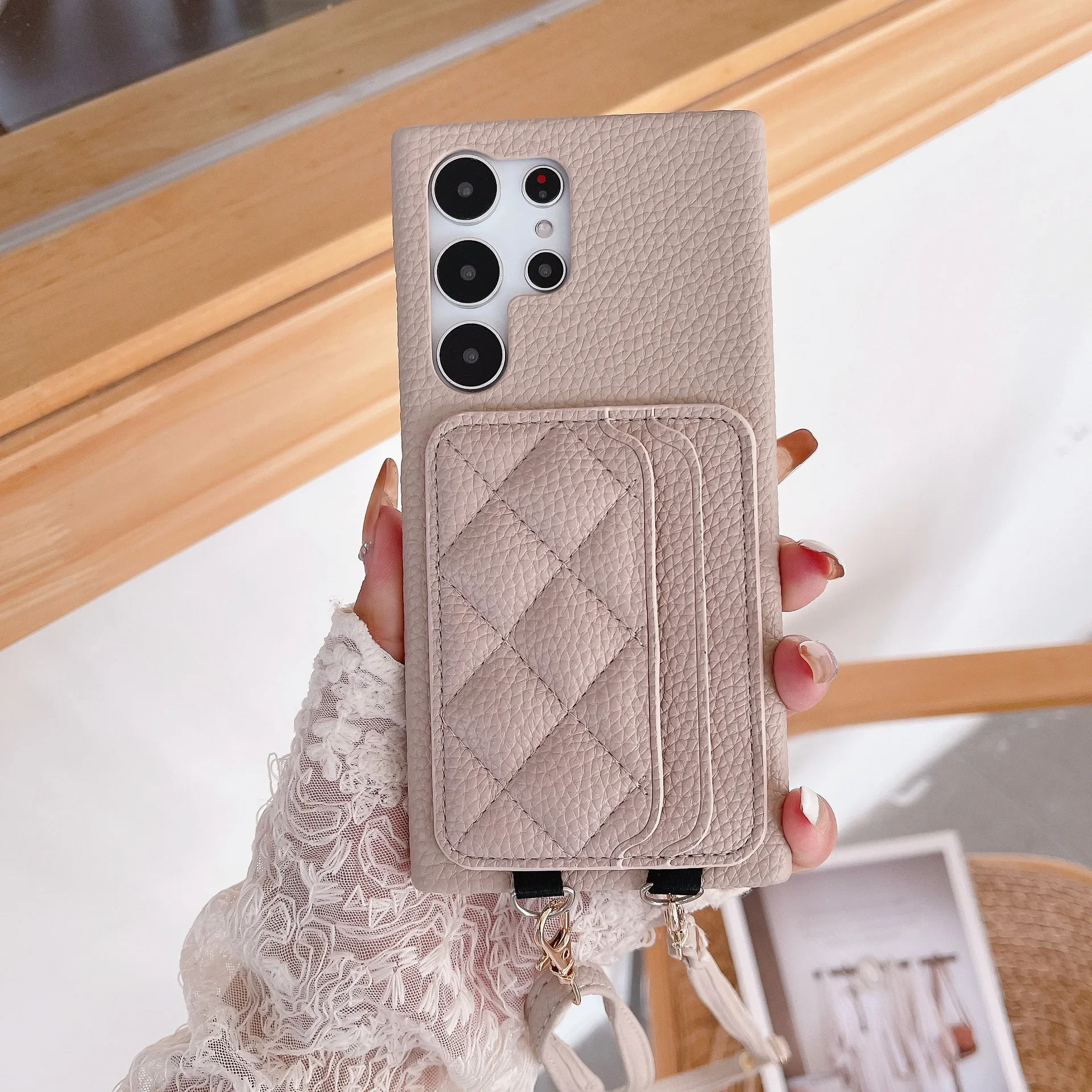 Leather Crossbody Phone Case with Card Holder Attachment