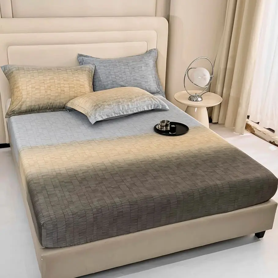 

Постельное белье из моющегося сатина и вискозы с эластичной резинкой, однотонный чехол для матраса, протектор для двуспальной кровати linen120/150/180x200