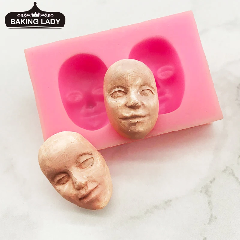 Silicone mold human head and face Handmade soap mold Liquid fondant