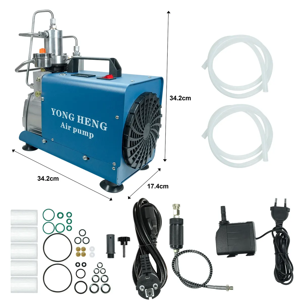 YONGHENG 300Bar PCP High Pressure Air Compressor 4500Psi Adjustable Auto-Stop Electric Compressor for PCP Scuba Inflator Tank — view 6
