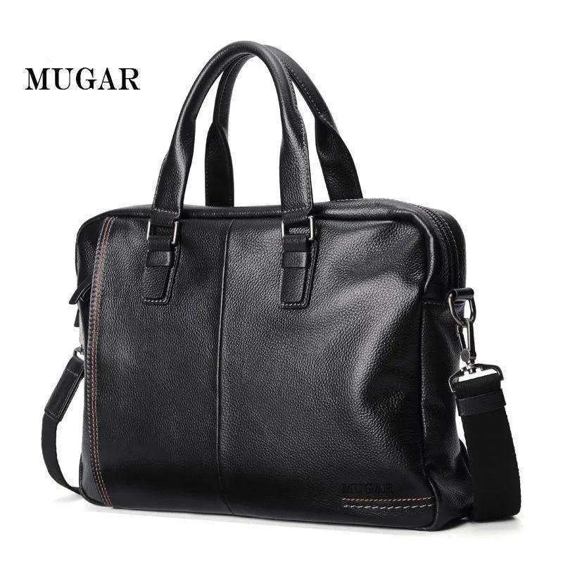 

New High quality Split Cow Leather Men's Briefcase Fashion Large Capacity Business bag Male Shoulder Laptop Bag Black Handbag