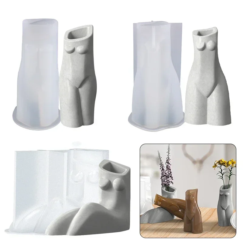 Abstract Woman Body Vase Clay Silicone Mold DIY Crat Art Home Decoration Beauty Flowerpot Concrete Cement Molds