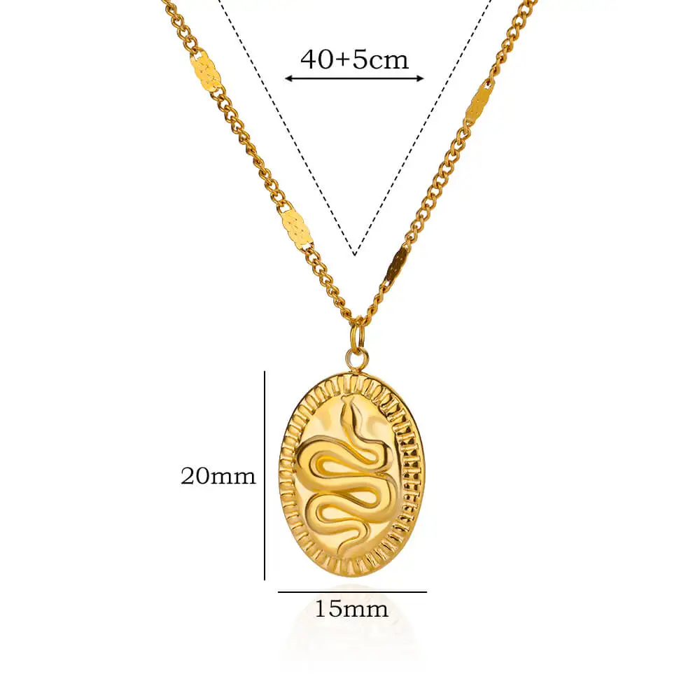 Stainless Steel 3D Snake Pattern Necklaces Women Gold