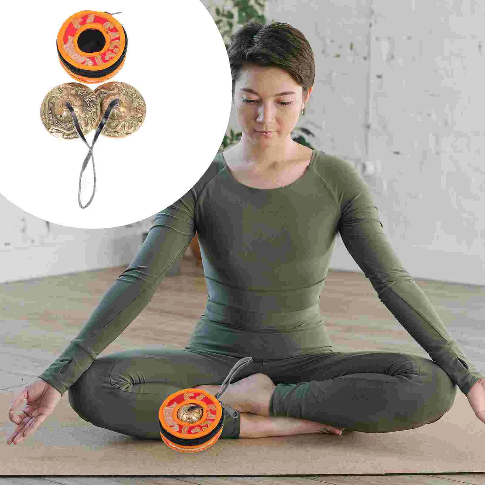 

Nepal Handmade Pure Copper Touch Bell Touch Bell Copper Yoga Meditation Touch Bell Cymbals Chime Storage Bag Color Random