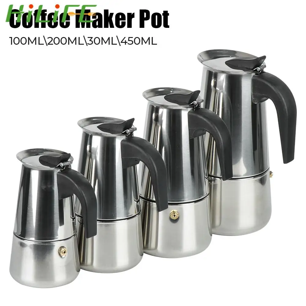 Moka Coffee Maker 2/4/6/9 Cups Stainless Steel Mocha Espresso Latte Stovetop Filter Coffee Pot for Kitchen