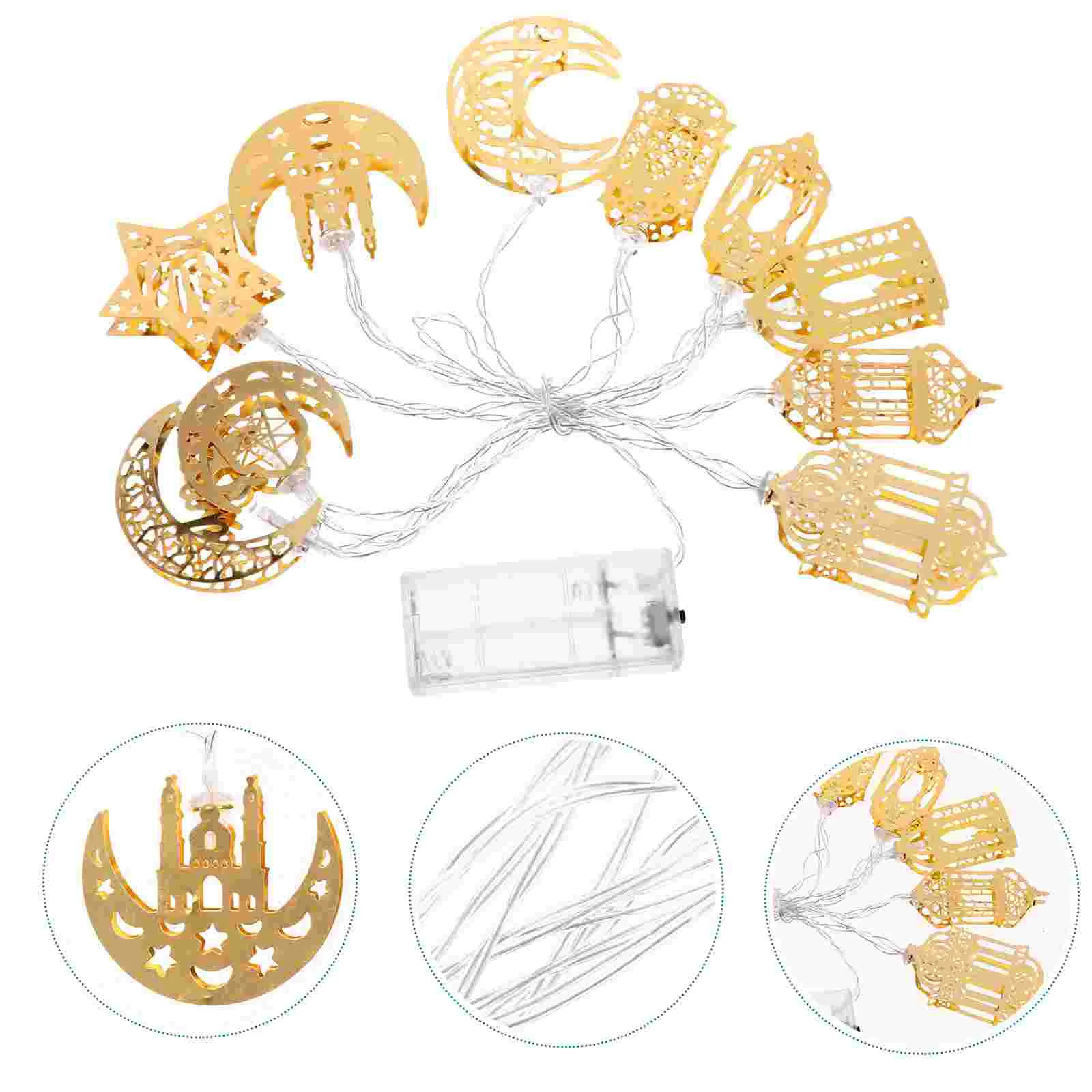 

Ramadan Star Moon String Light Muslim Festival Light for Eid Islam Muslim Wedding Birthday, Without, Golden