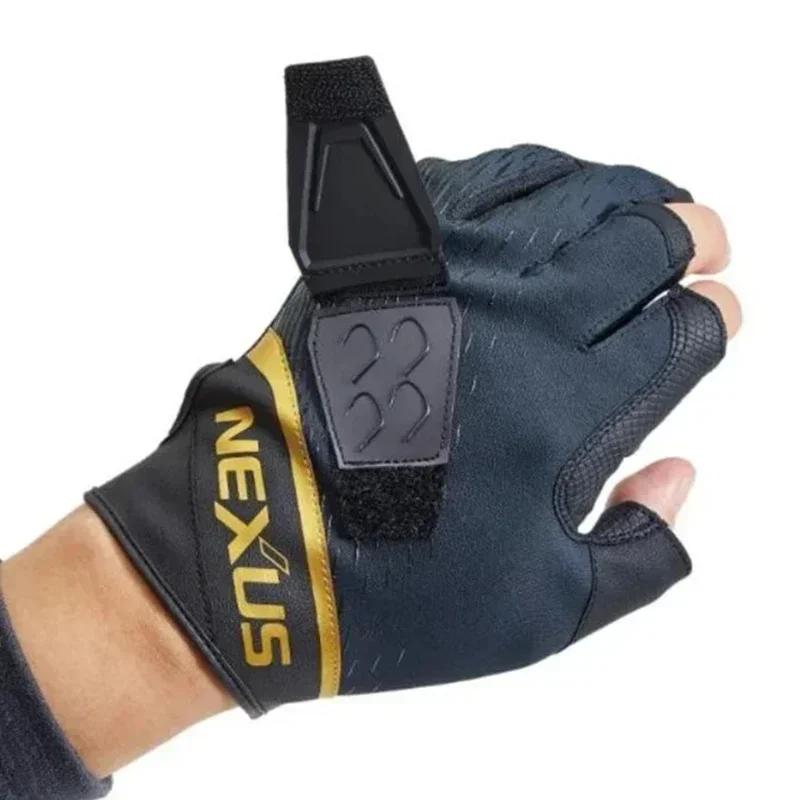 1 Pair Winter Fishing Gloves for Men 3 Fingers Cut Sports Glove PU Leather Windproof Warm Rock Fishing Gloves Apparel