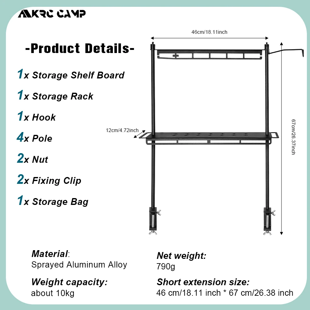 Lightweight Camping Storage Shelf Aluminum Alloy Detachable Organizer Rack Table Lantern Stand Tableware Organizer Supplies