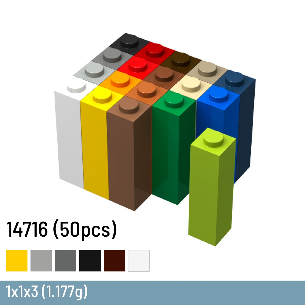 

50 Pcs / Lot DIY Building Blocks Size Compatible With 14716 Brick Plastic Thick Figures Bricks 1x1x3 Dots Toys for Children