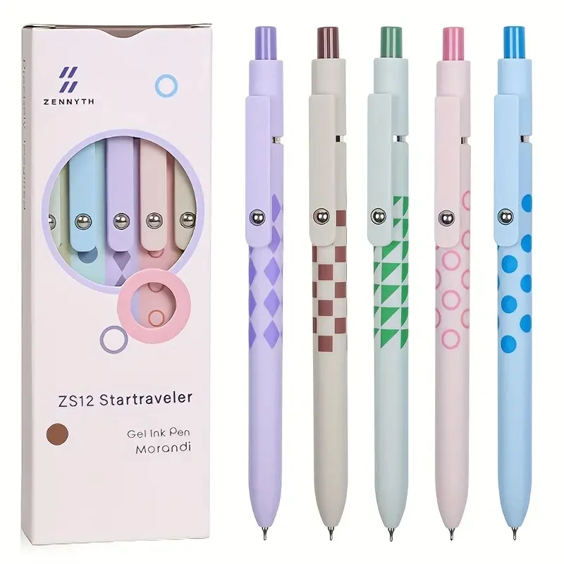 ZENNYTH Morandi Unisex Pen 5, Medium Smooth Writing Pen Cute Women's High end Series Quick drying 0.5mm Black Ink Pen Diary Note 5