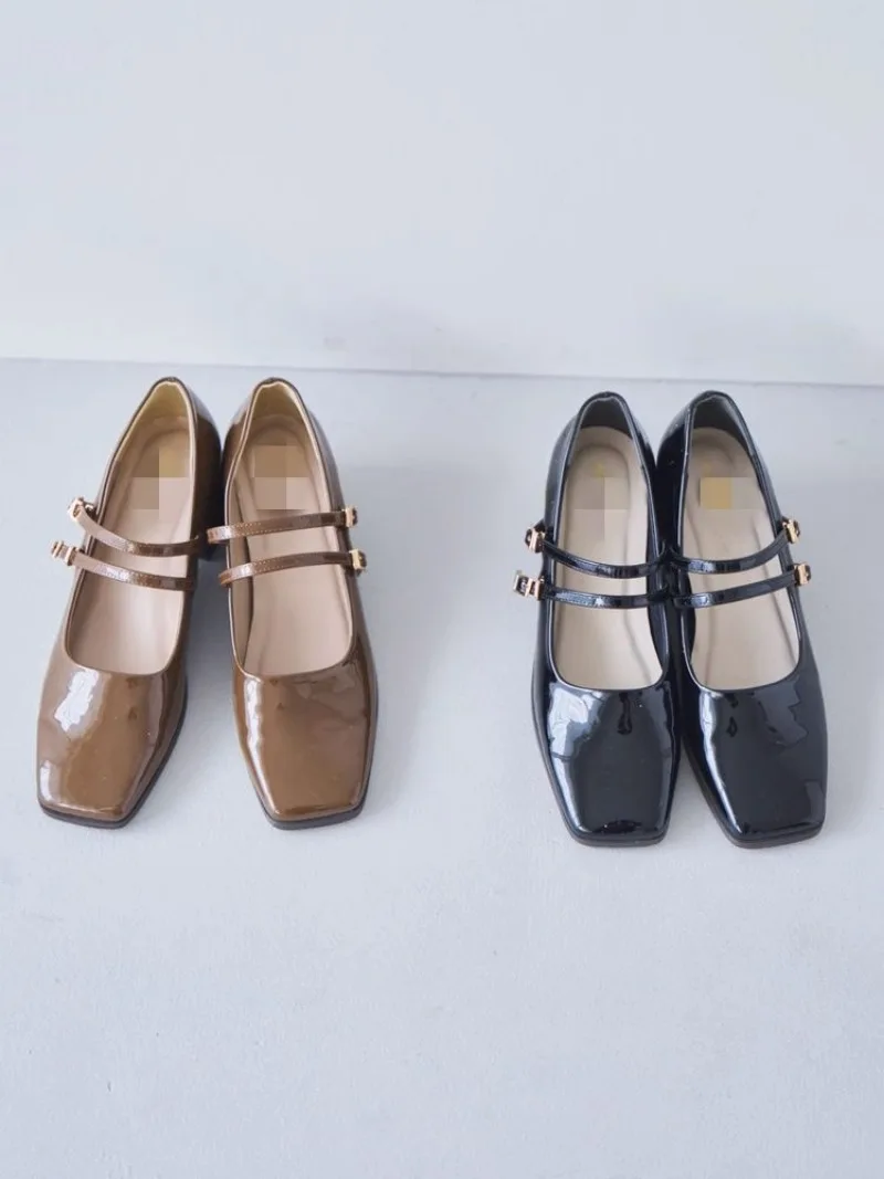 

Женские туфли на толстом каблуке с ремешком и пряжкой, в японском стиле