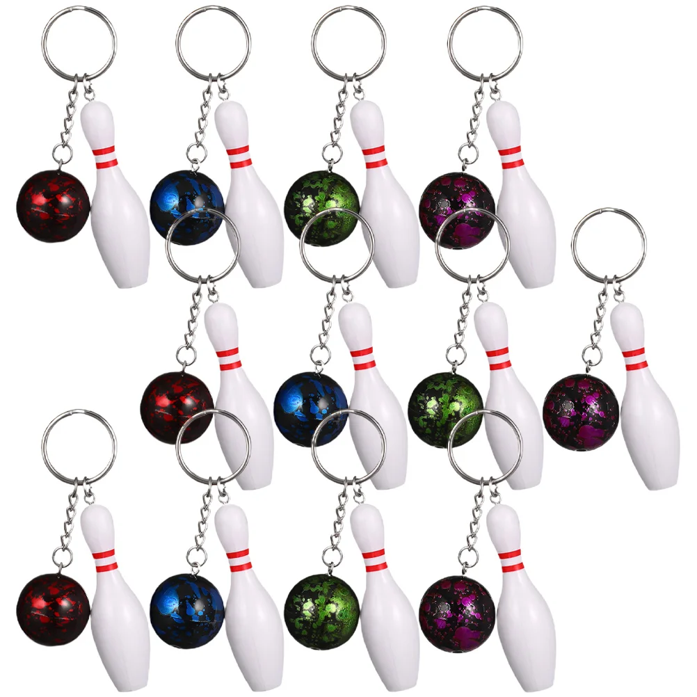 

12Pcs Small Bowling Keychains Mini Keychain Keepsakes Bowling Match Keychains Sports Key Rings