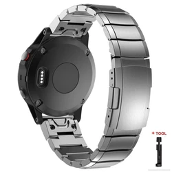 Premium Real Titanium Metal Strap - Luxury Business Watch Band, 22mm & 26mm - Garmin Fenix 8 47mm (Grey with Tool)