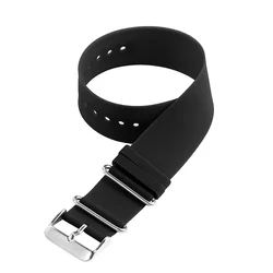 Soft Silicone Waterproof Watchband - Universal High Tensile Rubber Strap - 22mm (Black)