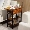 End Table with Charging Station, Flip Top Side Table with USB Ports and Outlets, Sofa Couch Table Bedside Table 4