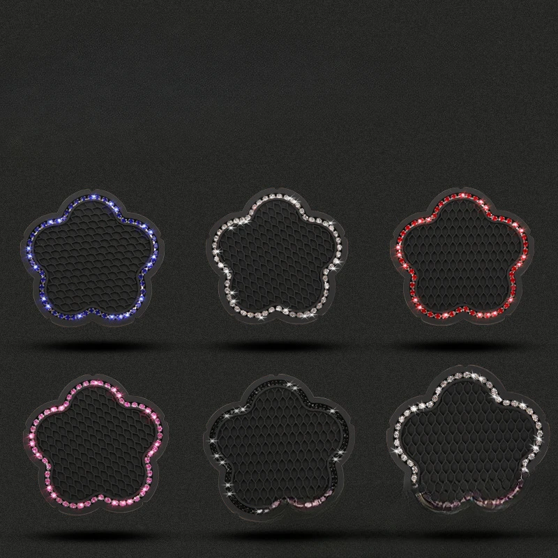 New Bling Rhinestone Cup Holder Drink Pad Interior Decorat Cute Anti-slip Round Durable Mat Coaster Heat Resi Car Accessories
