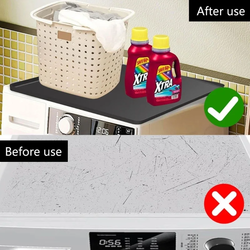 Washer and Dryer Top Cover Silicone Washer Top Protector for Washing Machine Dustproof Waterproof Foldable Anti Scratch