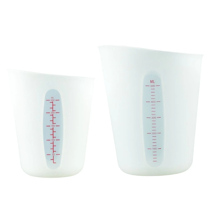 

2Pcs Convenient Measuring Cups Set Handmade 250ml/500ml Silicone Mixing Cups