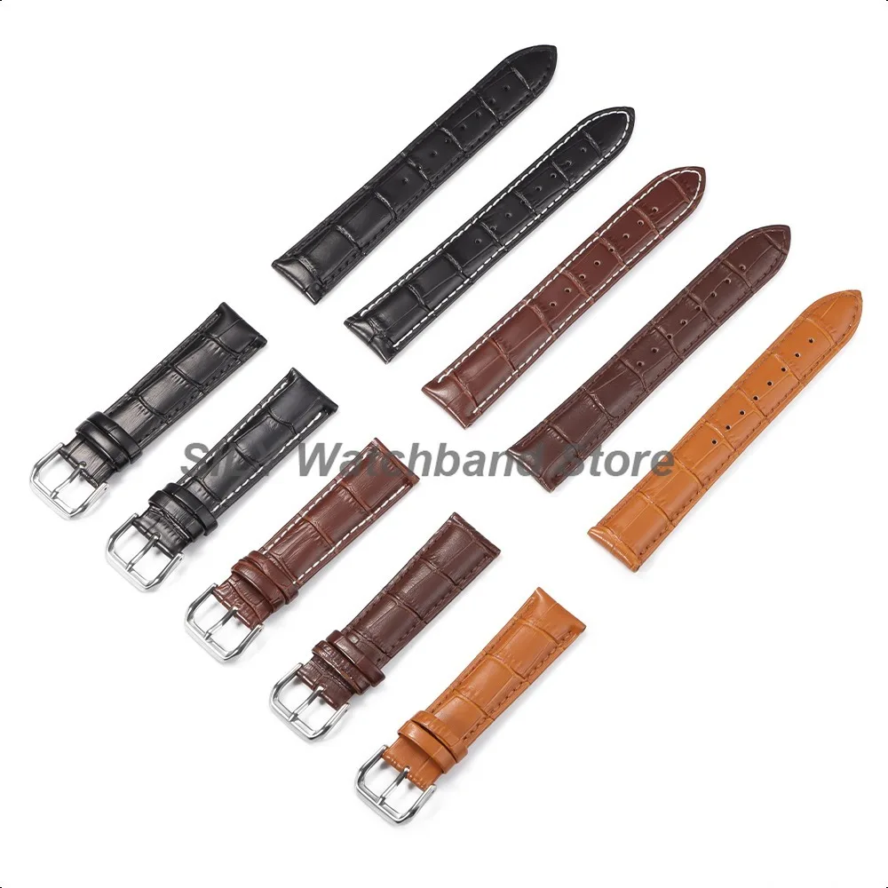  10/12/13/14/15/16/17/18/19/20/21/22/23/24 mm Echtlederarmband Uhrenarmband für Seiko Business Armband Schwarz Braun Armband – Detail 6
