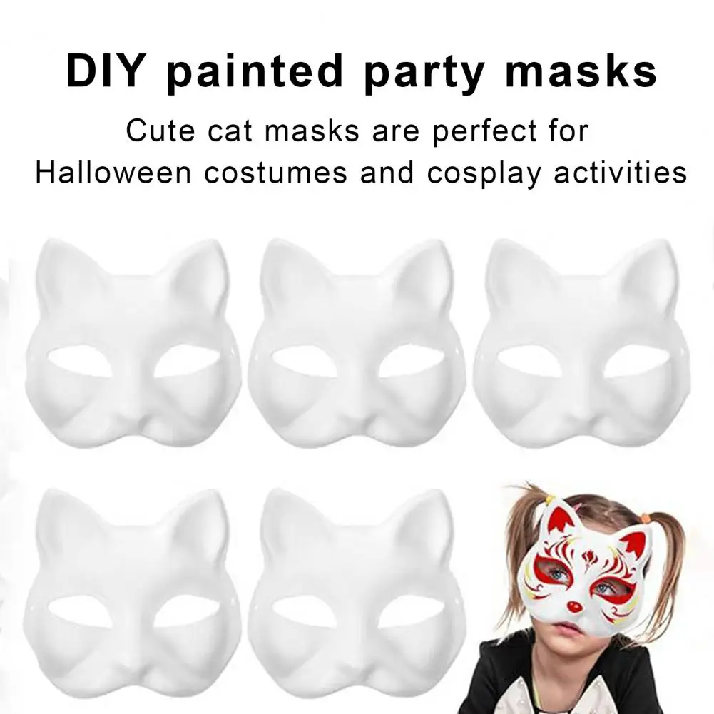Lot De 10 Masques Thérianes De Chat Blanc à Faire Soi-même
