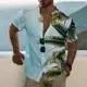 2023 Summer Animal Crane Men's Hawaiian Shirt 3d Plant Floral Print Plus Size Beach Flower 3