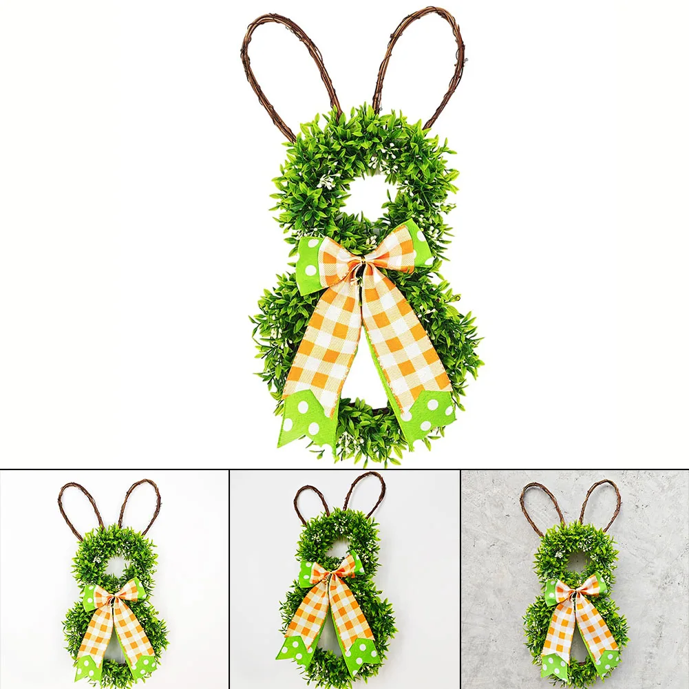 

Пасхальный венок с пасхальными кроличьими ушками, украшение для дверей, праздников, украшение для сада