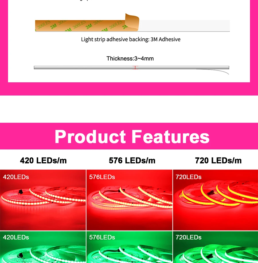 Flexible SPI RGB COB LED Strip Light with CRI 90+ Natural Color Rendering