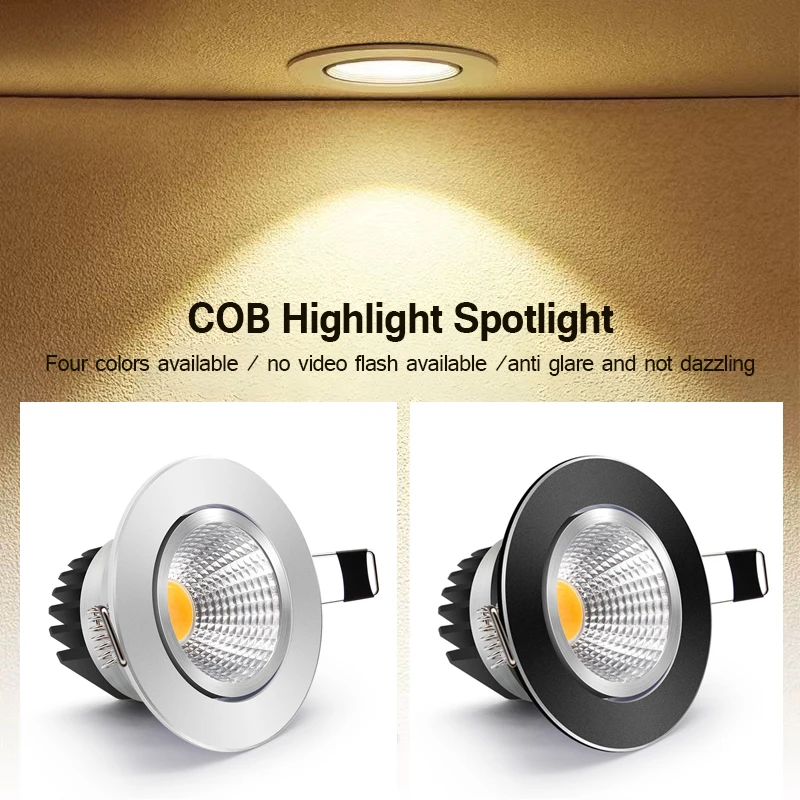 

Dimmable LED COB Downlight 5W 7W 9W 12W Recessed Ceiling Lamp AC110V 220V Downlight Spot Light For Home Indoor Decor Lighting