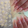 3D Snakes Star Moon Nails Stickers Gold Silver Double Color Sun Design Serpent Snakelike Crescent Pattern Manicure Decals #SU-42 3