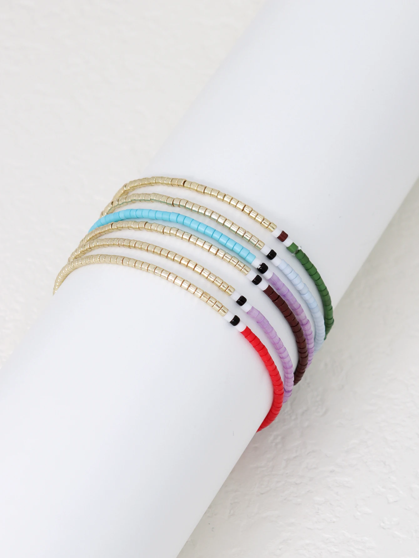 6PCS Mixed Color Bead Bracelet Set for Women