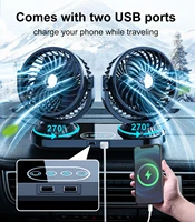 Ventilateur de voiture portable à double tête Eary 12V 24V 3 vitesses, ventilateur de refroidissement automatique 270 °   Support de ventilateur rotatif pour véhicule, pour la circulation de l'air sur le tableau de bord 4