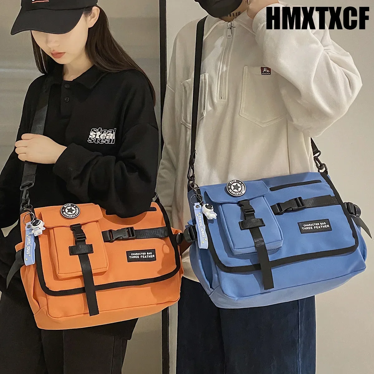 

Сумка-мессенджер для мужчин и женщин, декоративная нейлоновая квадратная школьная Сумочка через плечо с надписью в стиле Харадзюку