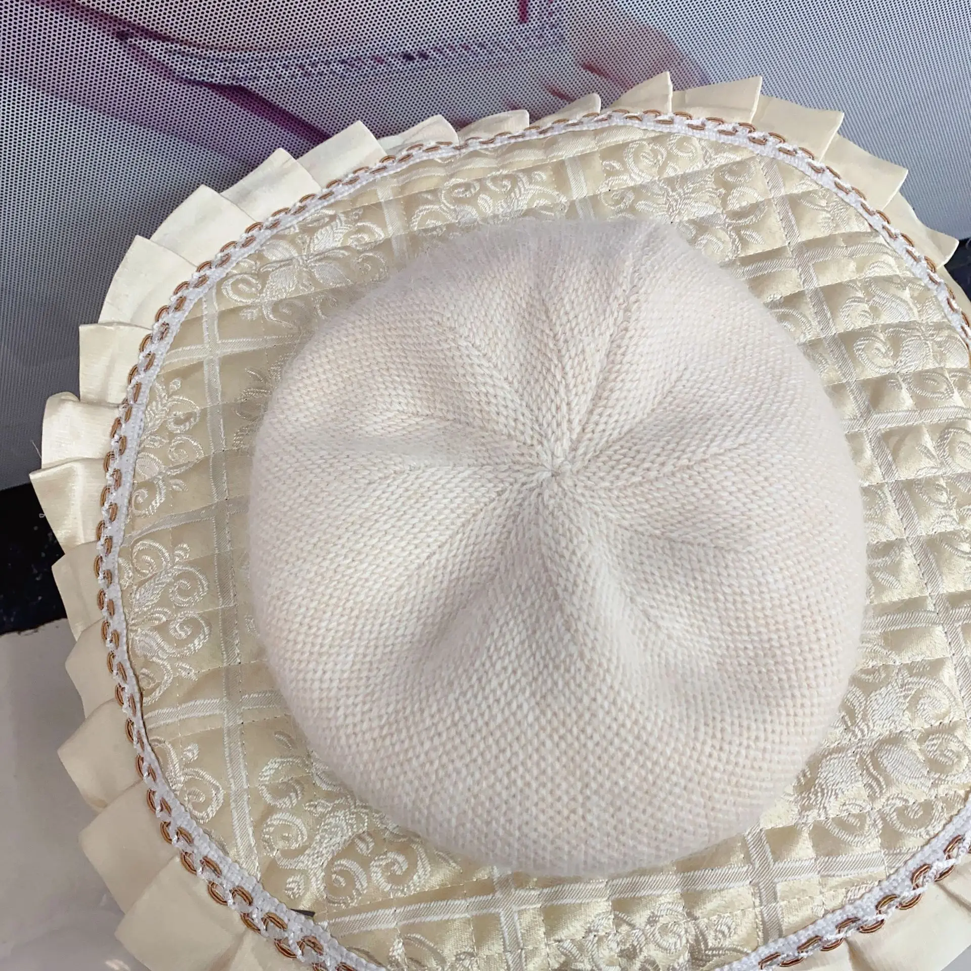 Basco in lana donna in maglia con pelliccia di coniglio angora_voghion.com