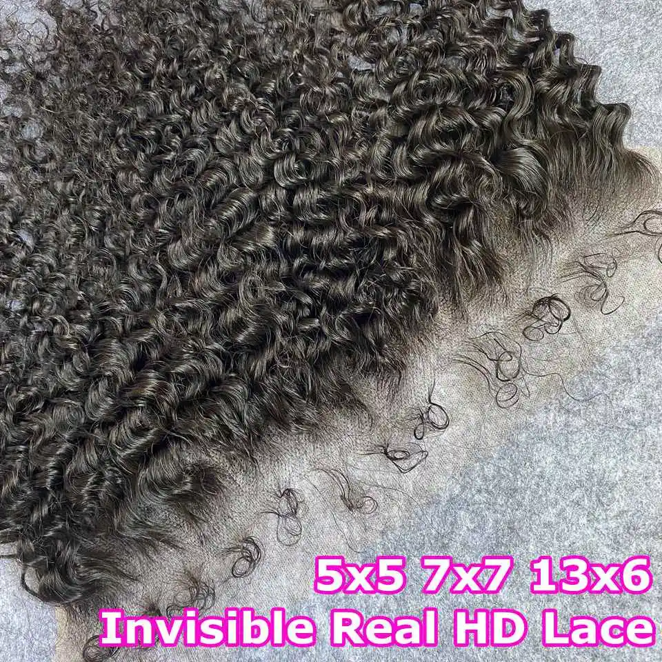 13x6 Invisible HD Lace Frontal Deep Curly 13x4 Lace Front 4C Kinky Endge Baby Hair 5x5 6x6 7x7 Closure Remy Human Hair