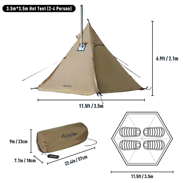 FireHiking LEVA Hot Tent 2-4 Persons Waterproof Teepee Tent with Stove Hole  and Half Inner Mesh - AliExpress